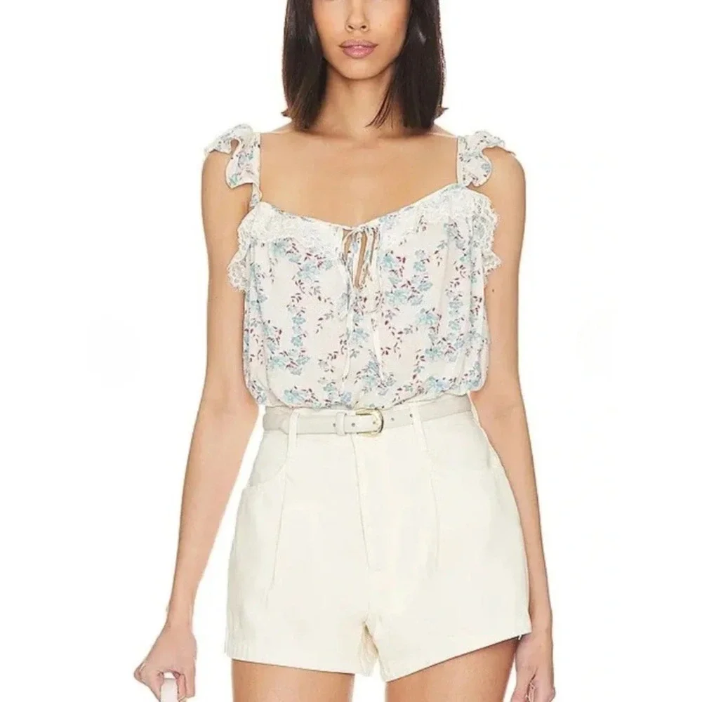 Intimately Free People Take It Away Bodysuit Floral Cream Dainty Coquette S NWT